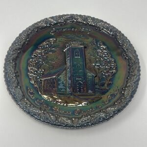 Fenton Carnival Art Glass Christmas In America 1970 Plate 1st In Series Church